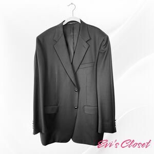 Canali Men’s 100% Pure Wool Black Blazer Embossed Buttons 48L USA Made in Italy.
